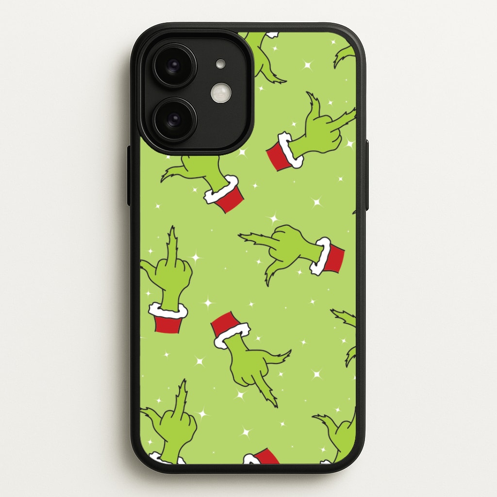 Green Middle Finger Christmas Pattern iPhone 11 Case
