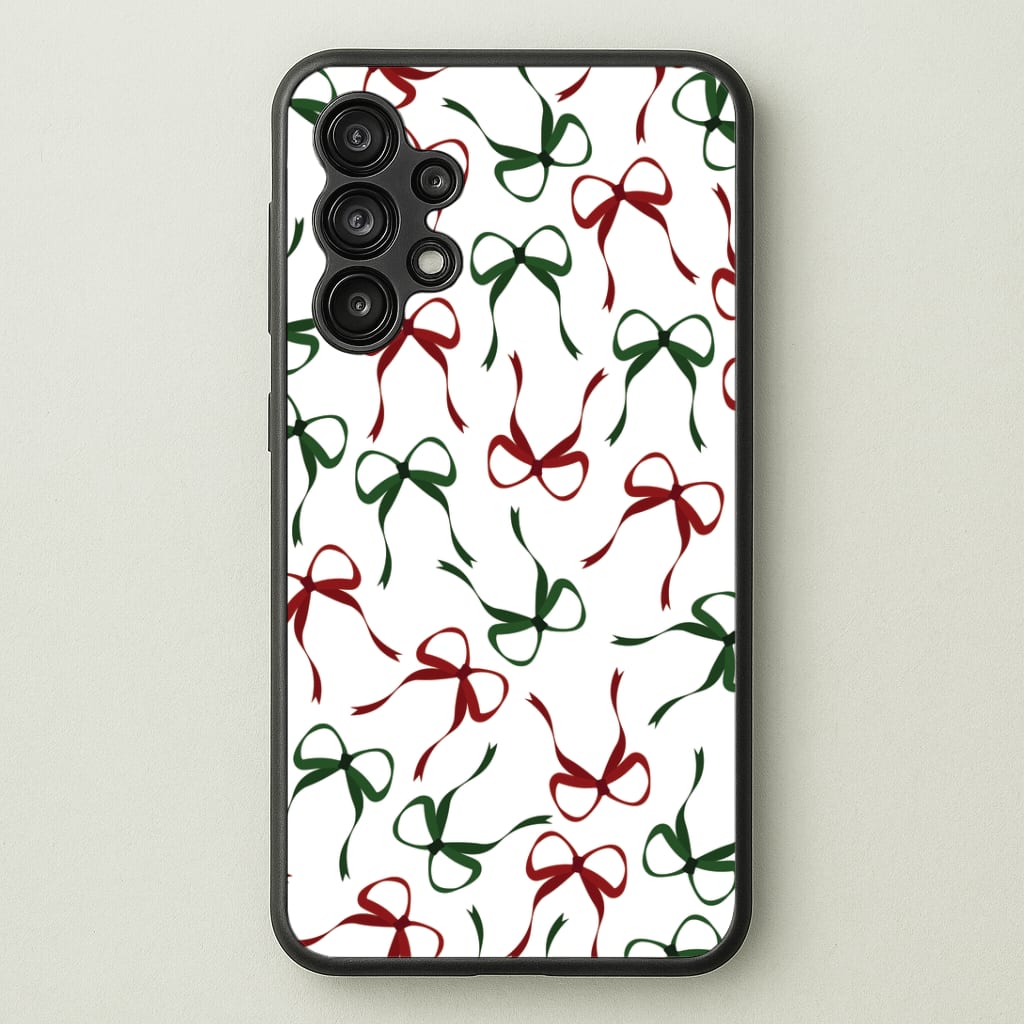 Red And Green Coquette Christmas Bows Pattern Galaxy A13 Case