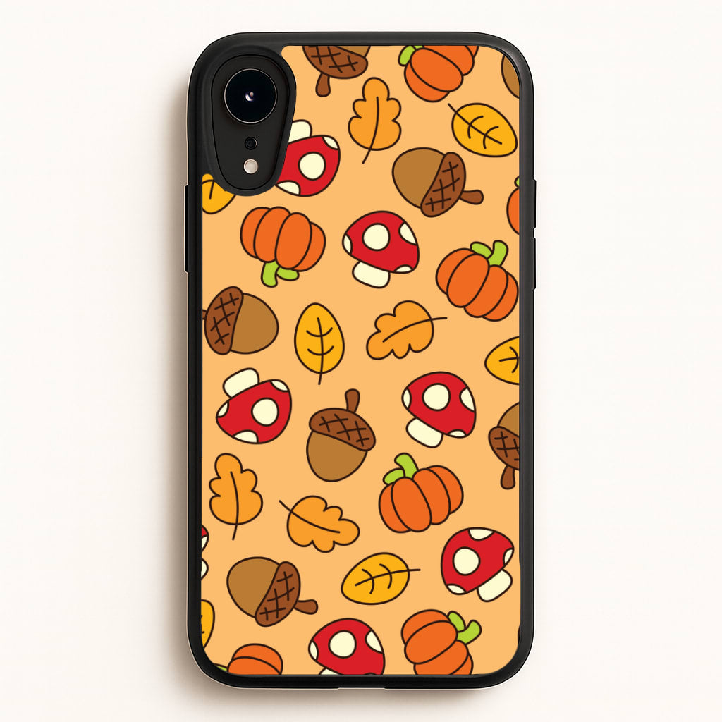 Cartoon Autumn Icons Pattern iPhone XR Case