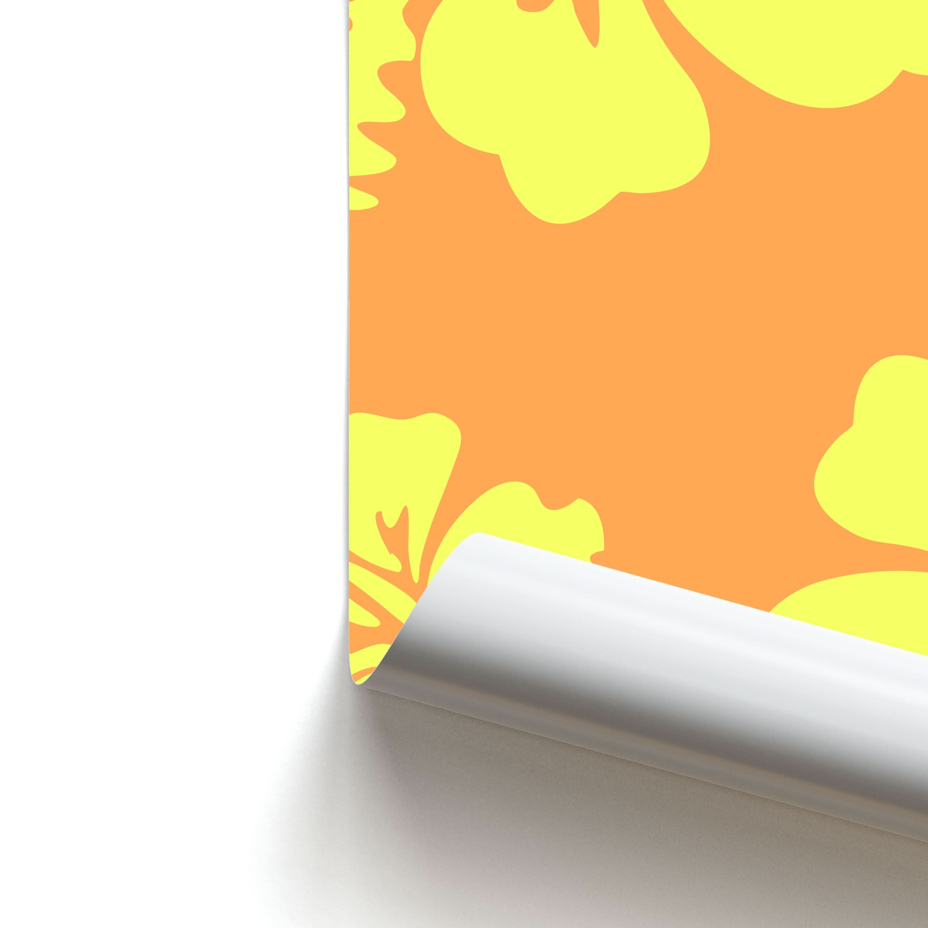 Orange And Yellow Hawaiian Flowers Pattern Poster