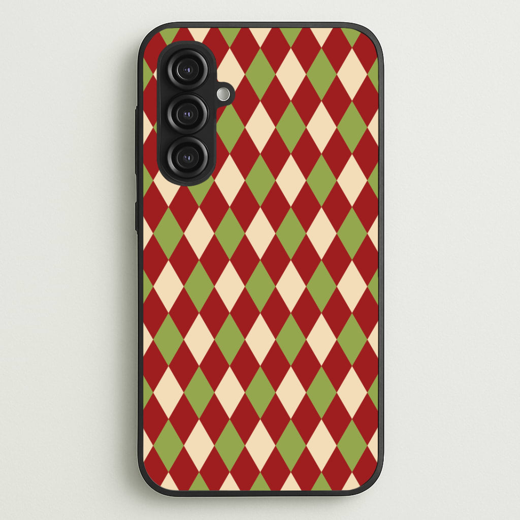 Red And Green Argyle Christmas Pattern Galaxy S23FE Case
