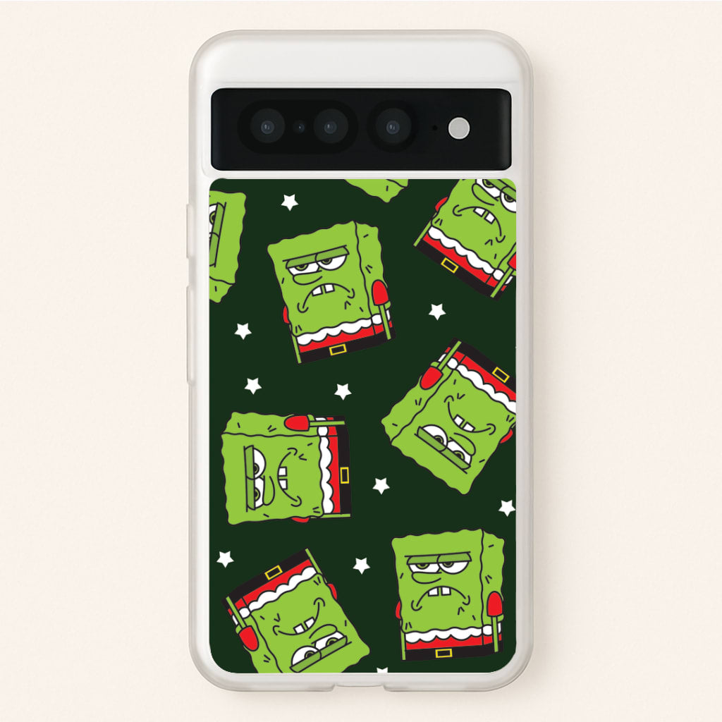 Grumpy Christmas Cartoon Sponge Pattern Google Pixel 7 Pro Case