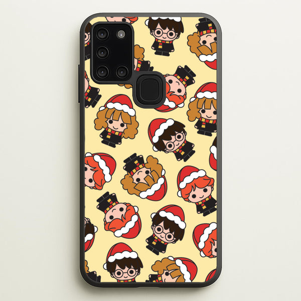 Wizards With Christmas Hats Pattern Galaxy A21s Case