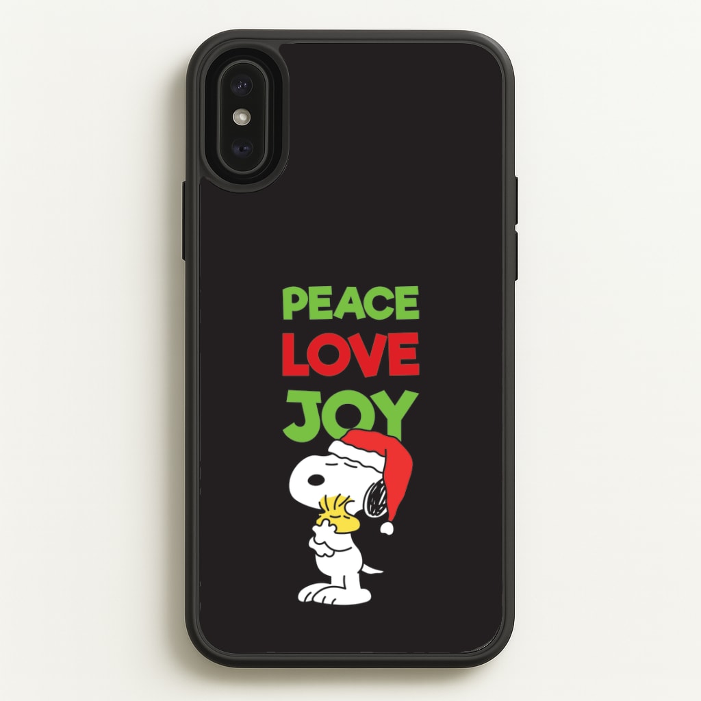 Peace, Love, Joy Christmas Cartoon Beagle iPhone XS Max Case