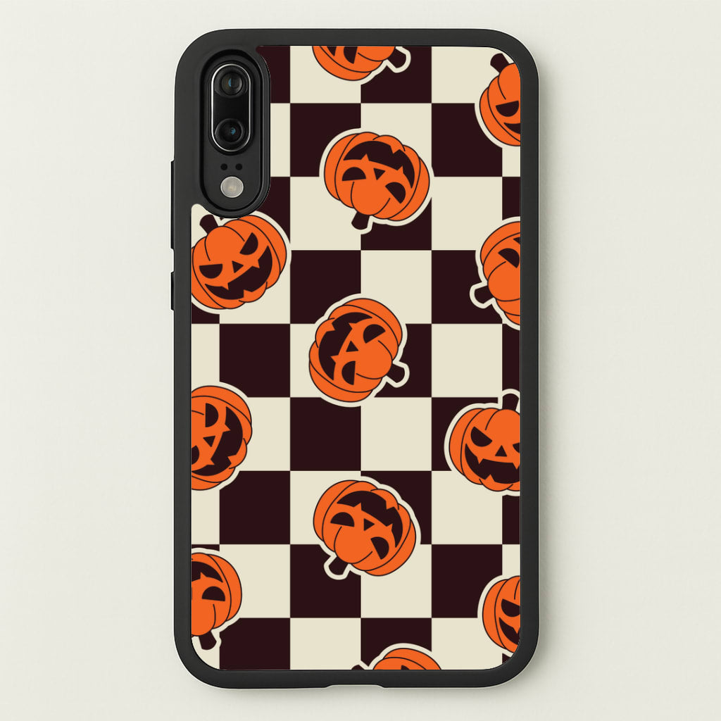 Pumpkin Stickers Checkered Pattern Huawei P20 Case
