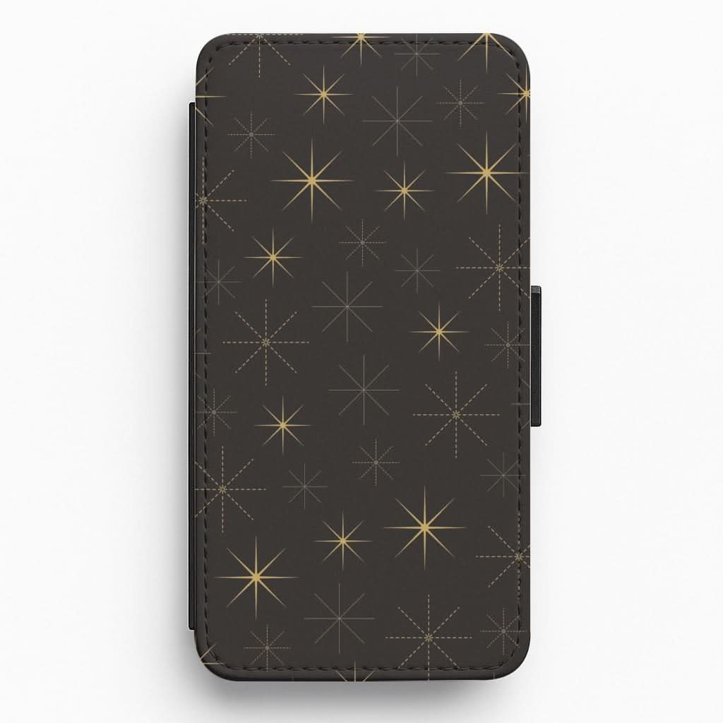 Christmas Gold Stars Pattern Flip / Wallet Phone Case