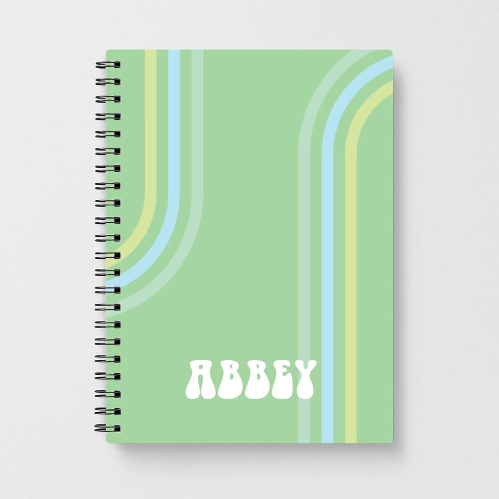 Retro Green Personalised Name Notebook