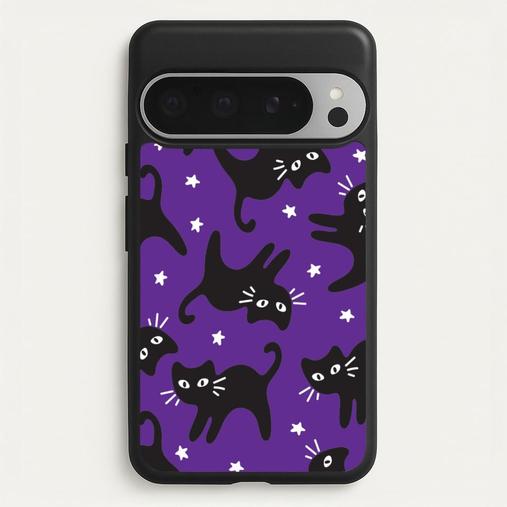 Cartoon Black Cats And Stars Pattern Google Pixel 9 Pro XL Case