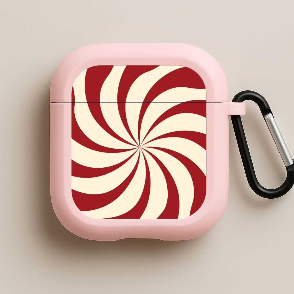 Peppermint Swirl Pattern Pink AirPods Case