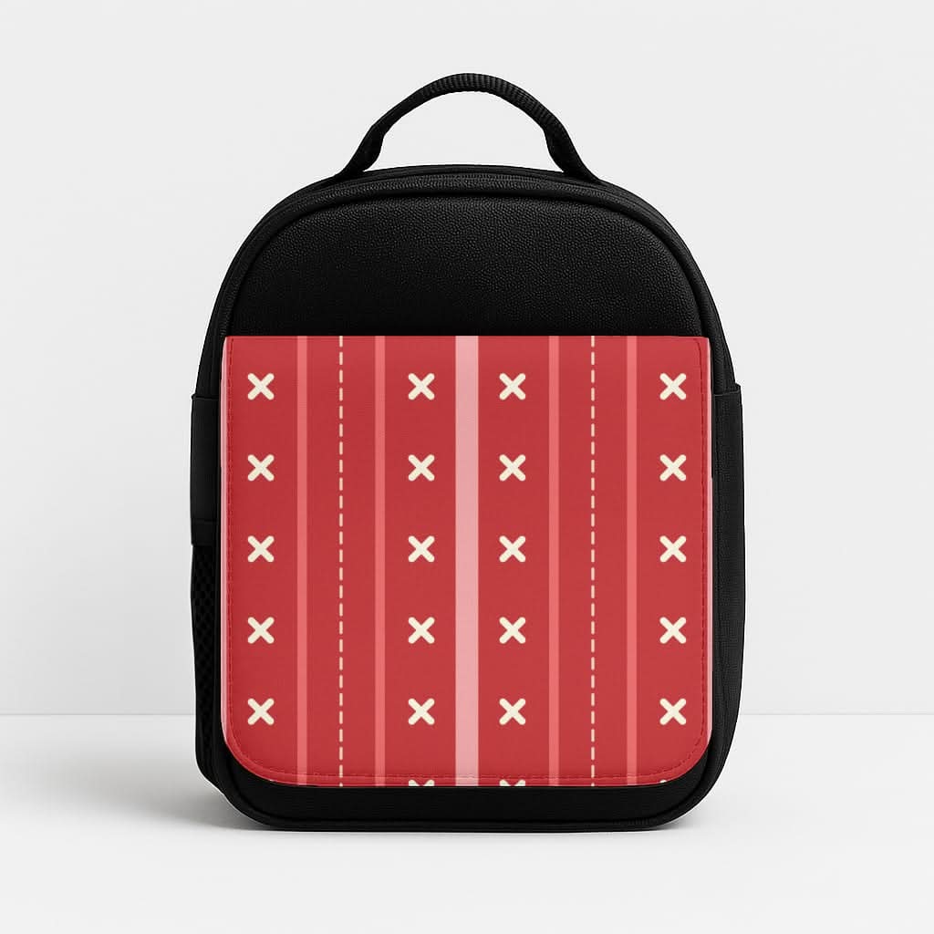 Stripes And Stitches Red Christmas Pattern Lunchbox