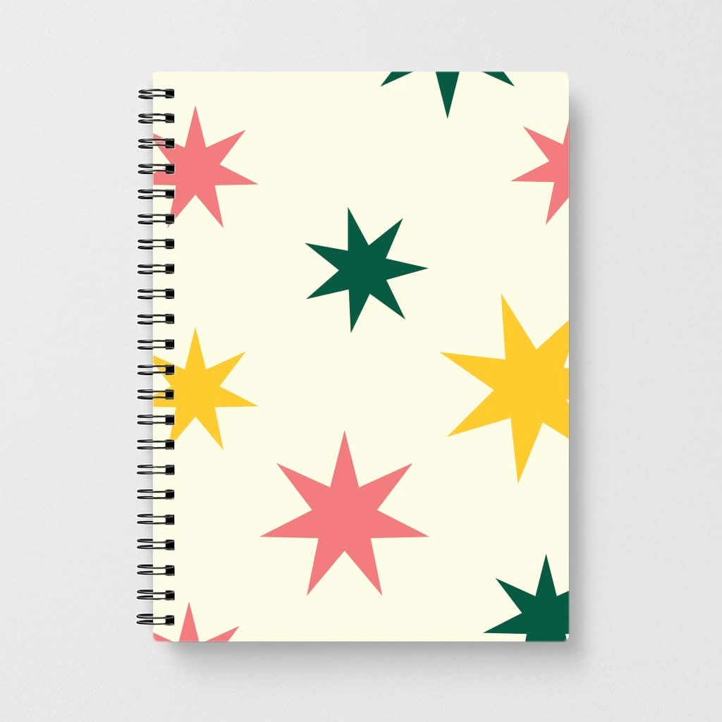 Colourful Christmas Stars Pattern Notebook