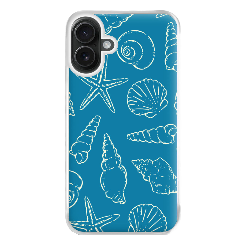Sketched Shells Pattern iPhone 16 Plus Case