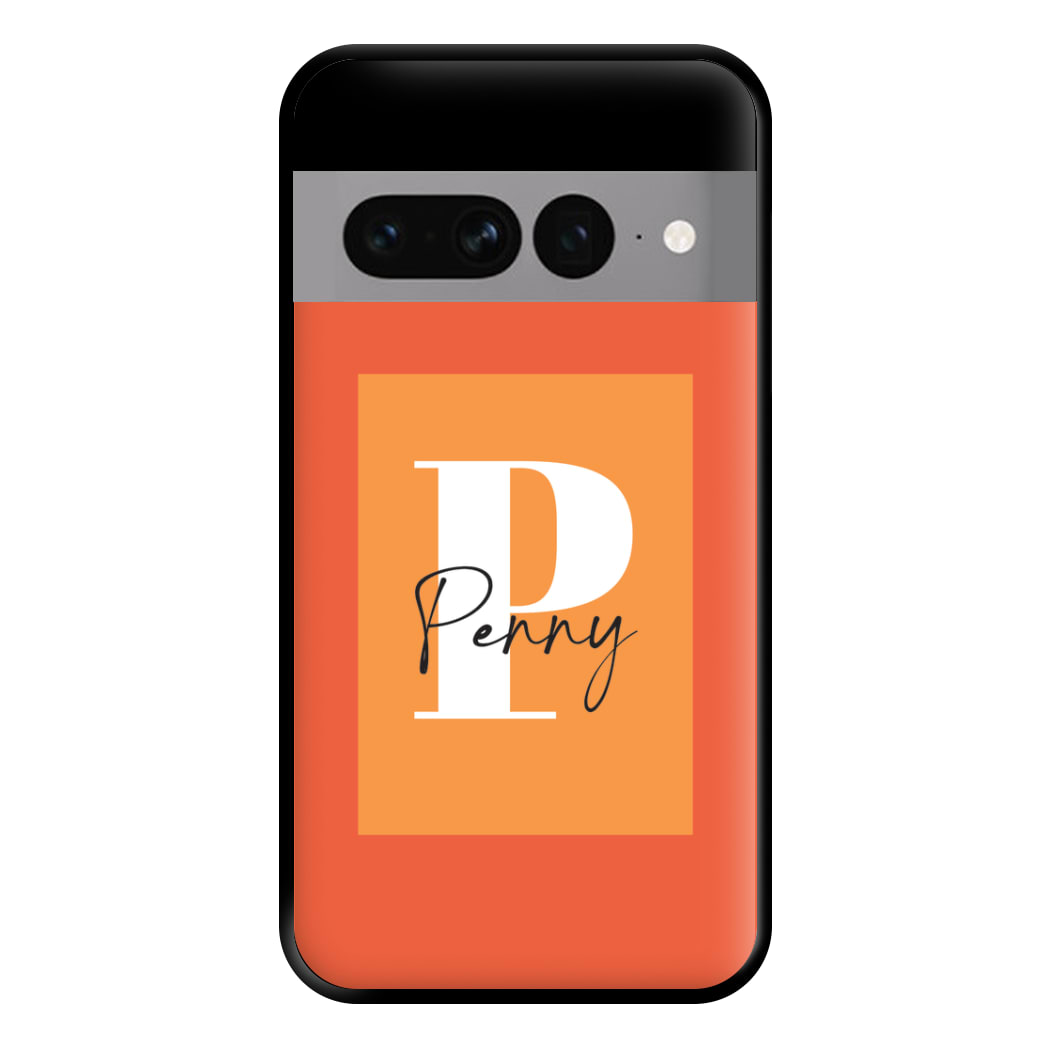 Orange Personalised Name Google Pixel 7 Pro Case