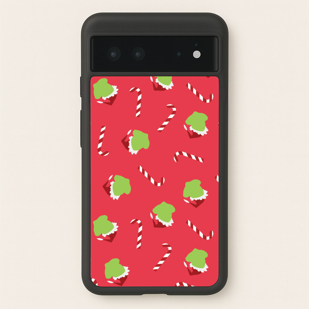 Green Creature And Candy Canes Pattern Google Pixel 6 Case