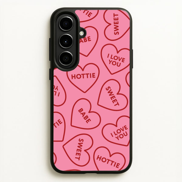 Quote Love Hearts Pattern Galaxy A56 Case