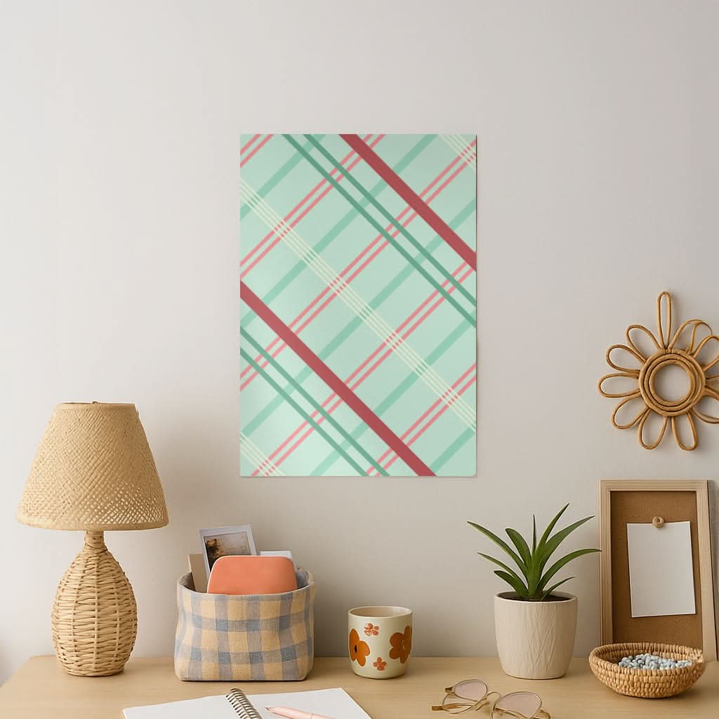 Pastel Tartan Christmas Pattern Art Print