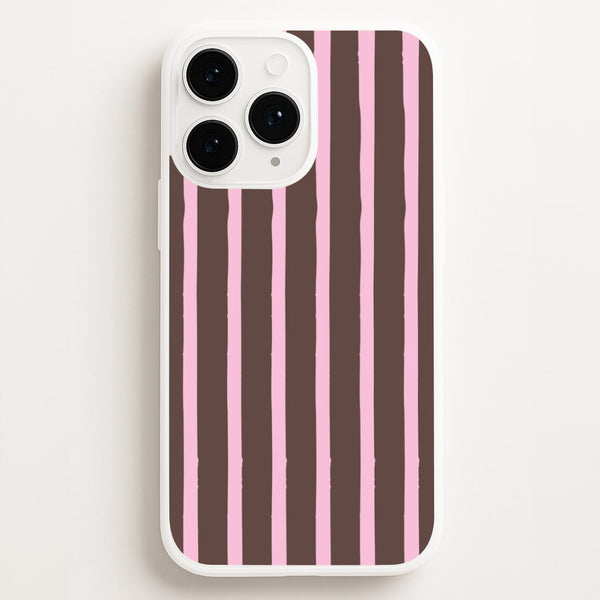 Chocolate & Strawberry Stripes iPhone 16 Pro Max Case