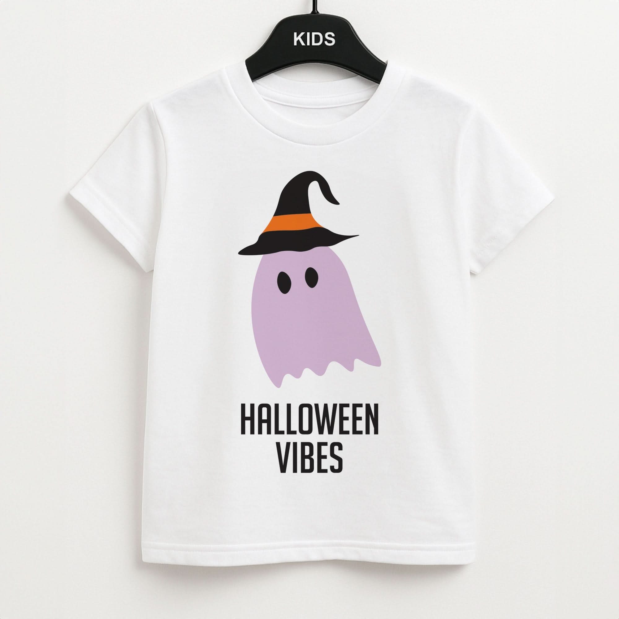 Purple Ghost Halloween Vibes Kids Unisex T-Shirt