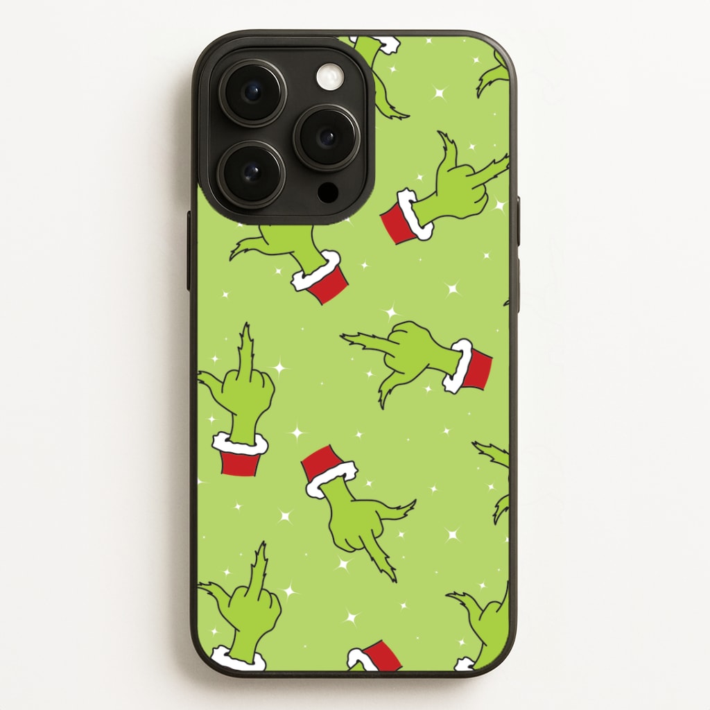 Green Middle Finger Christmas Pattern iPhone 12 Pro Max Case