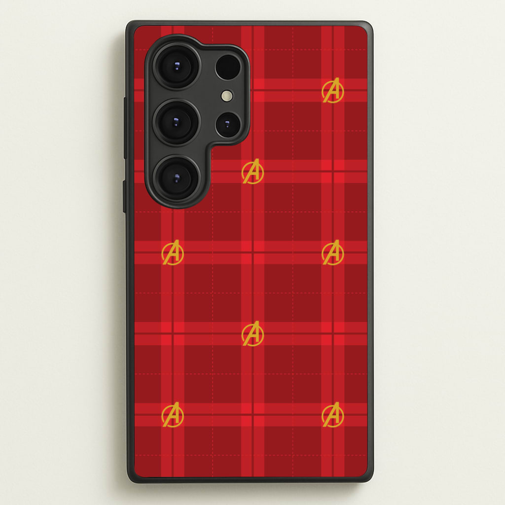 Superhero Team Red Tartan Pattern Galaxy S25 Ultra Case