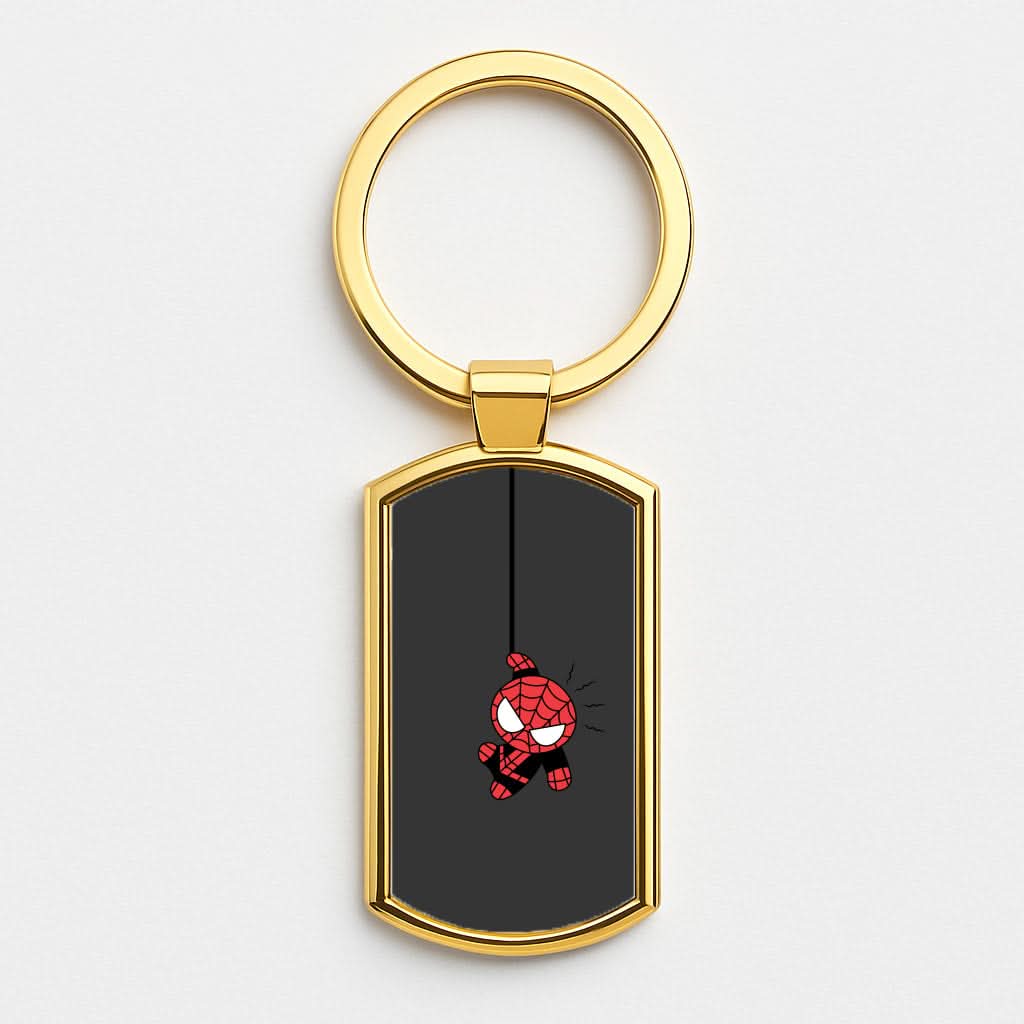 Gray Hanging Spider Hero Gold Keyring