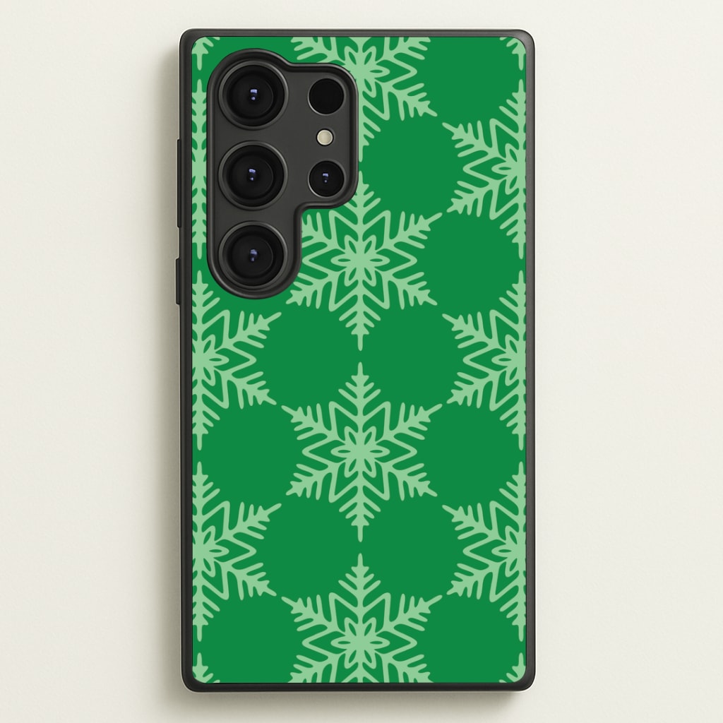 Green Giant Snowflakes Christmas Pattern Galaxy S25 Ultra Case