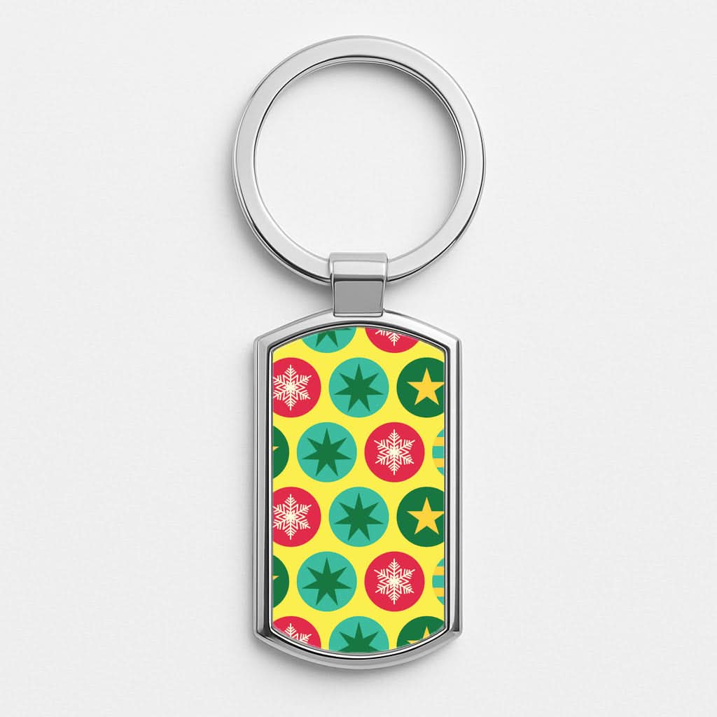 Colourful Abstract Baubles Christmas Pattern Luxury Keyring