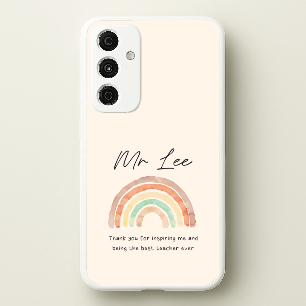 Biege Personalised Teacher Rainbow Galaxy A15 Case