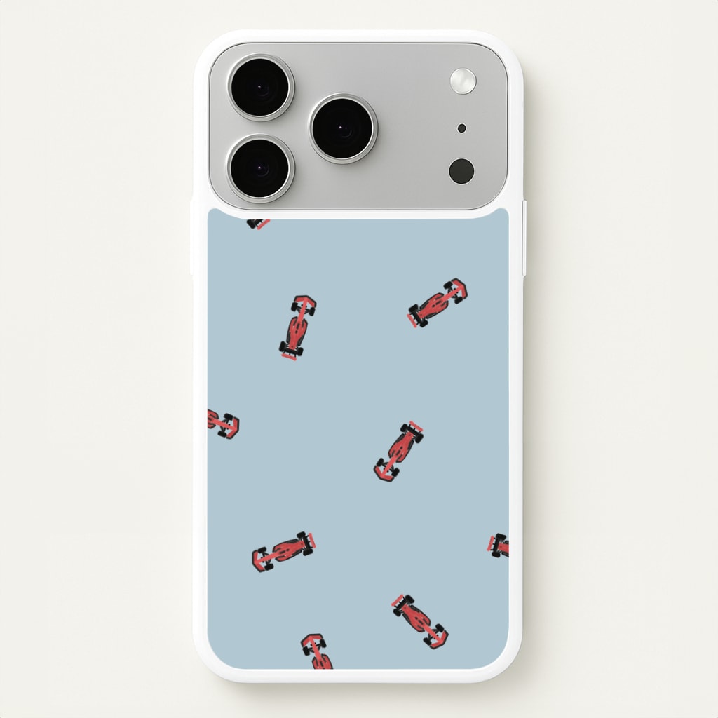 Race Cars Pattern Blue iPhone 17 Pro Case