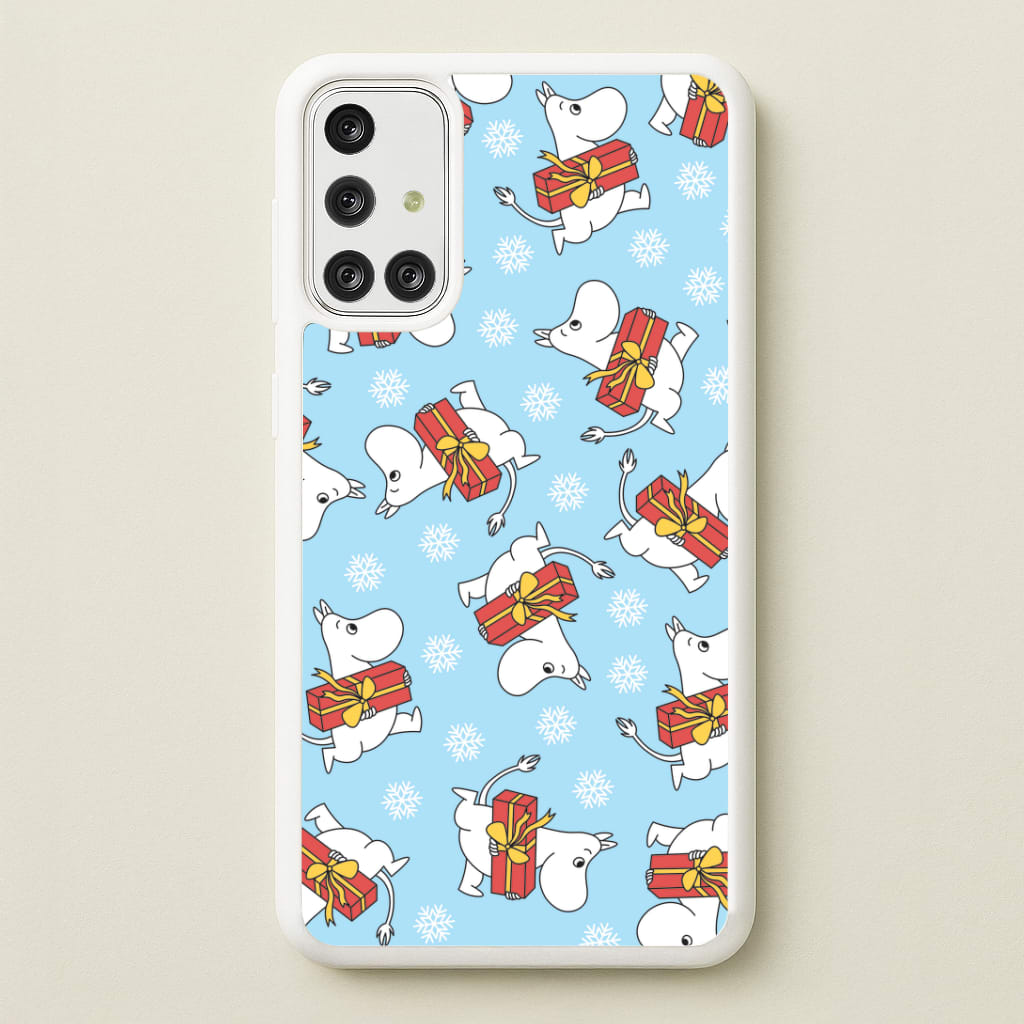 Present And Snowflakes Moom Pattern Galaxy A71 Case