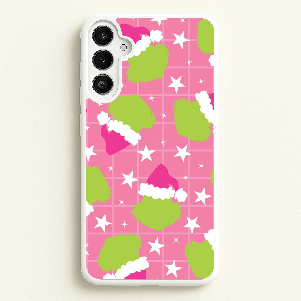 Pink Green Creature Xmas Pattern Galaxy A34 Case