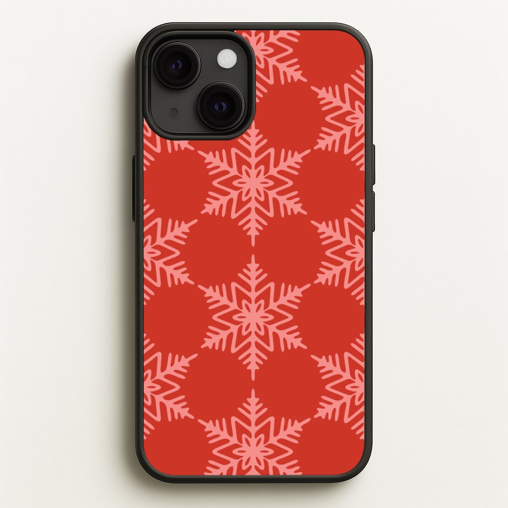 Red Giant Snowflakes Christmas Pattern iPhone 13 Case