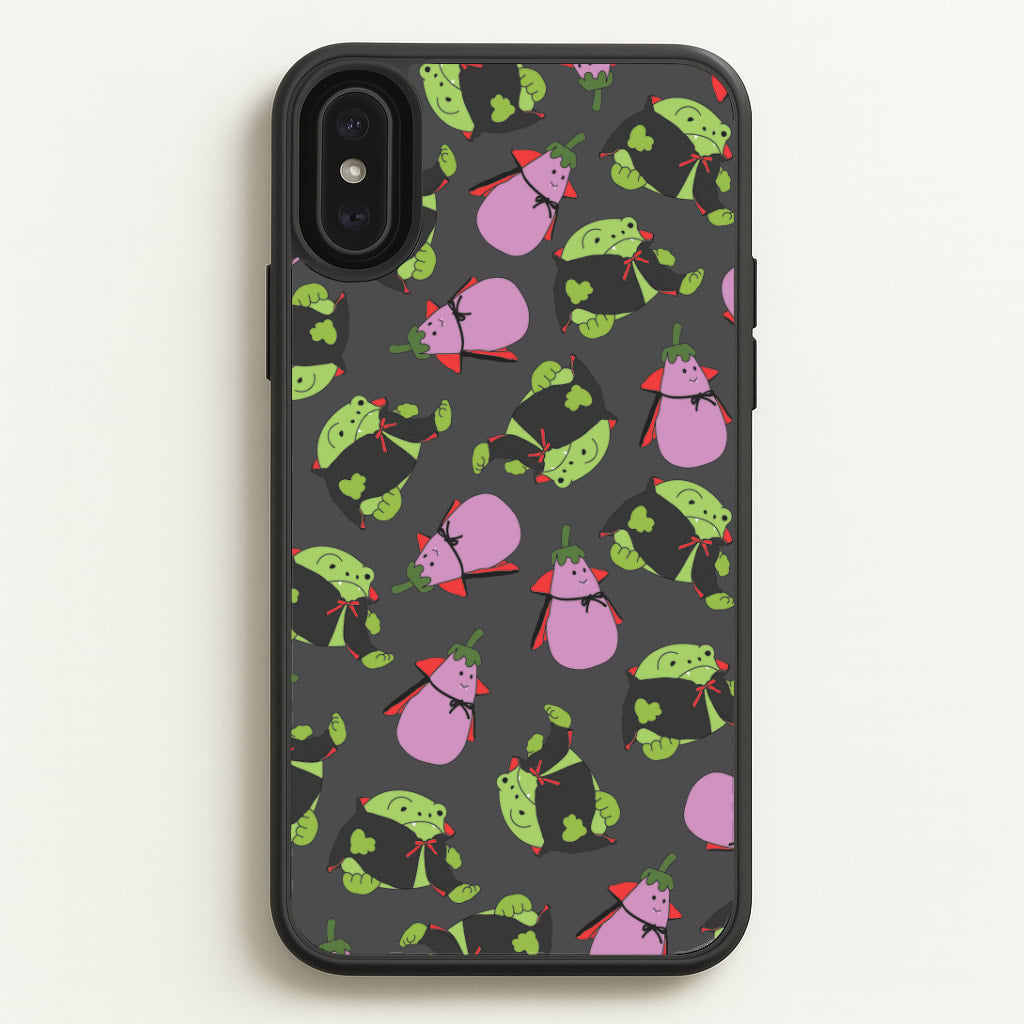 Vampire Frogs And Vegetables Pattern - Halloween iPhone XS Max Case