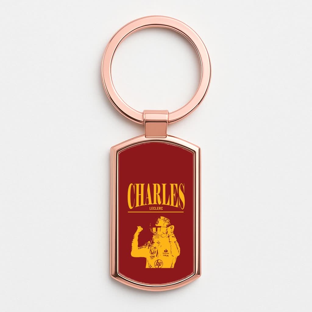 Charles Red And Gold Rose Gold Keyring