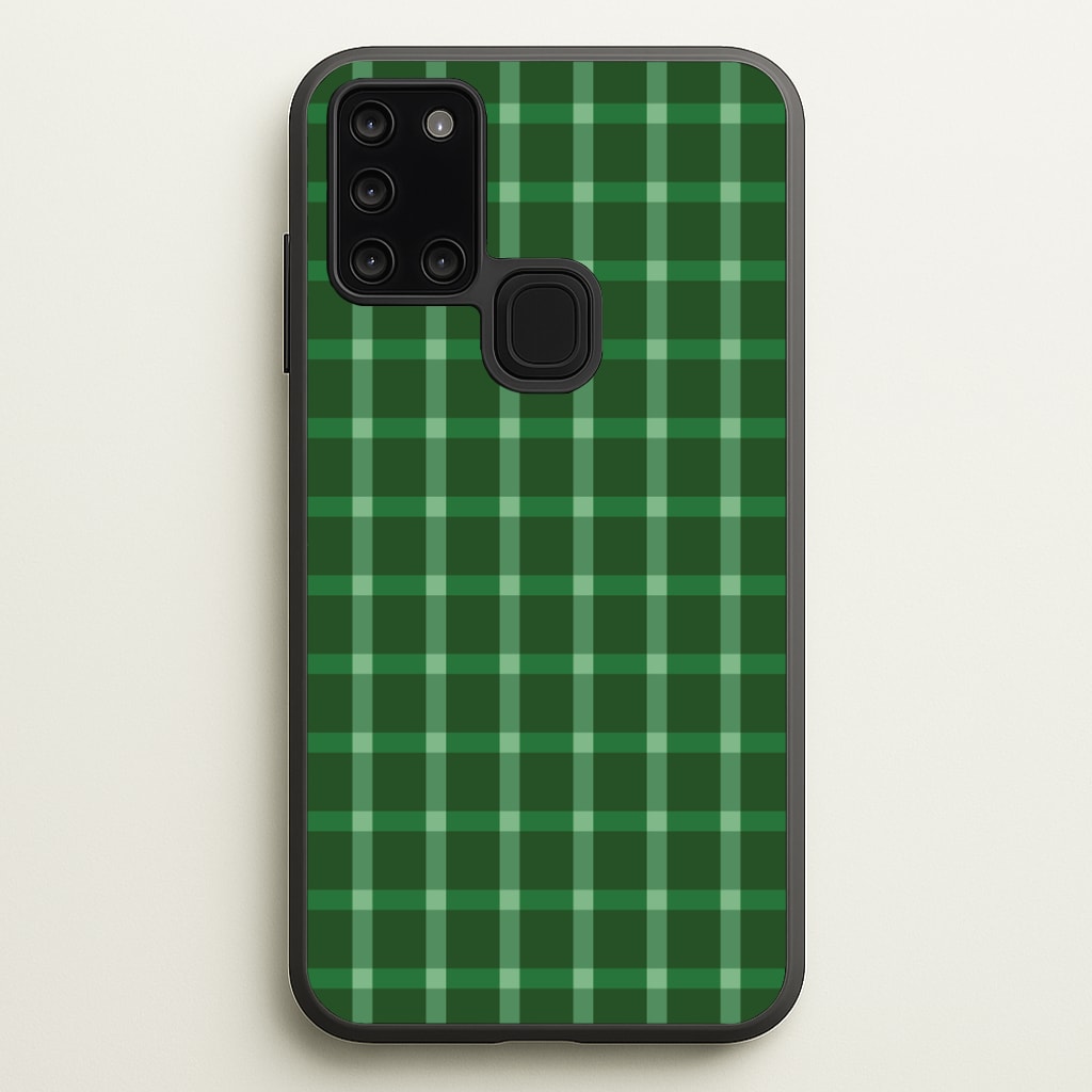 Dark Green Tartan Christmas Pattern Galaxy A21s Case