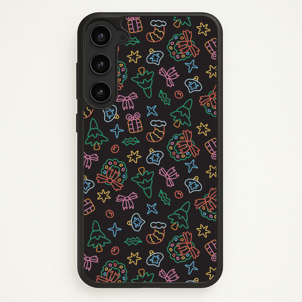 Neon Christmas Icons Pattern I Galaxy S23 Plus Case