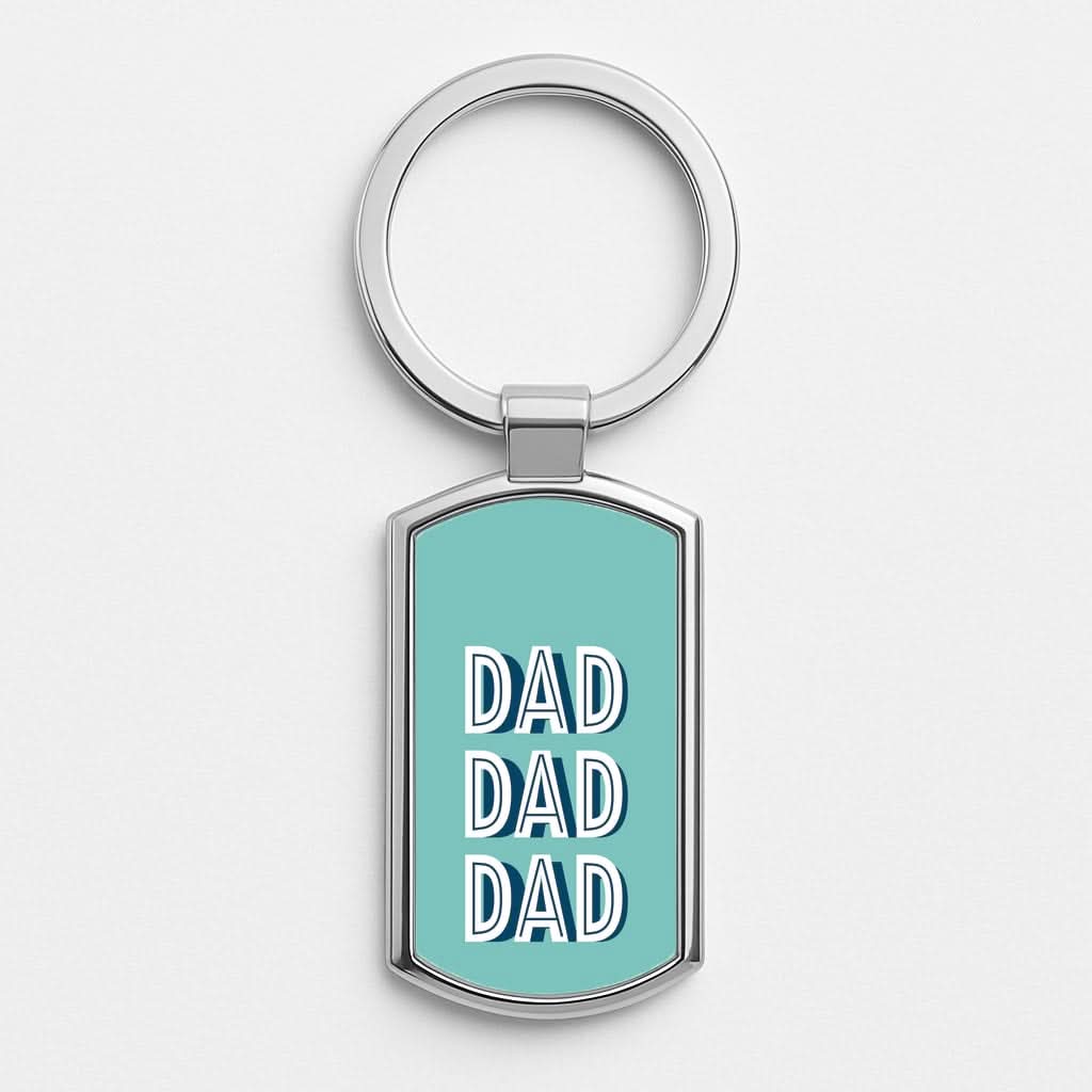 Dad, Dad, Dad Silver Metal Keyring