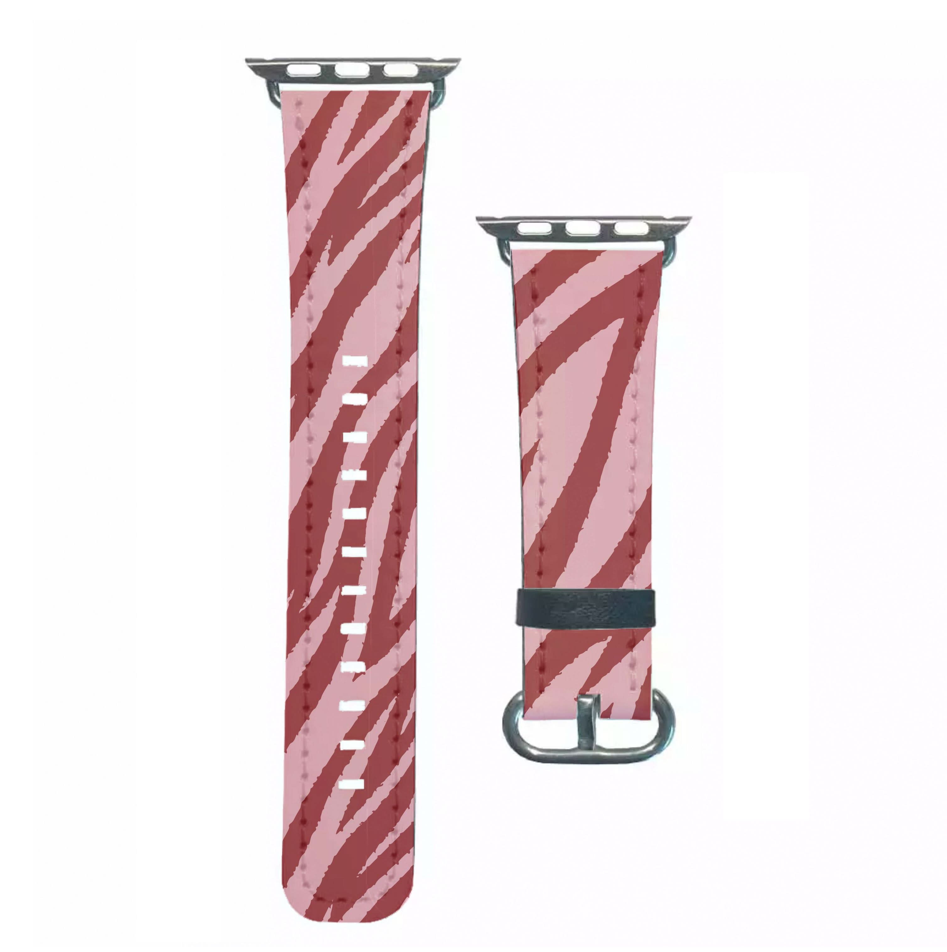 Red And Pink Tiger Print Apple Watch Strap