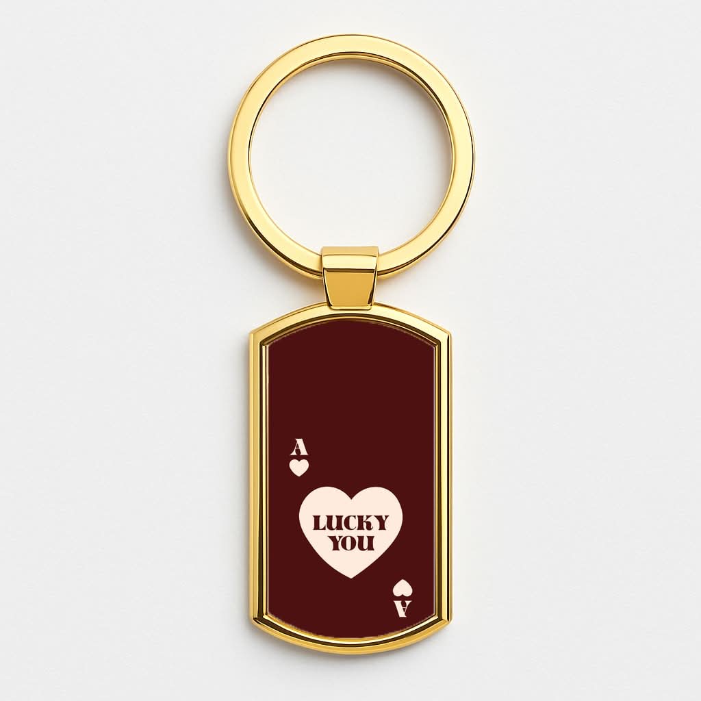 Ace Of Hearts Lucky You Gold Keyring