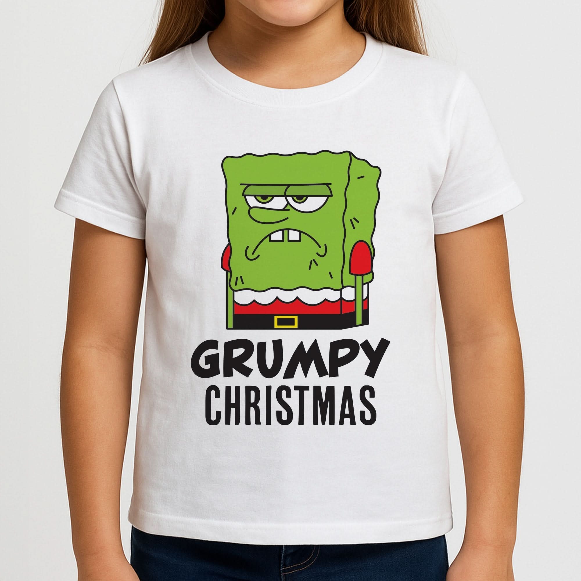 Grumpy Christmas Cartoon Sponge Girls T-Shirt