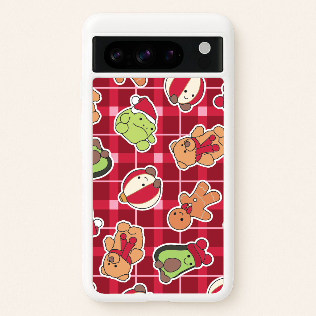 Christmas Plushies Tartan Pattern Google Pixel 8 Pro Case