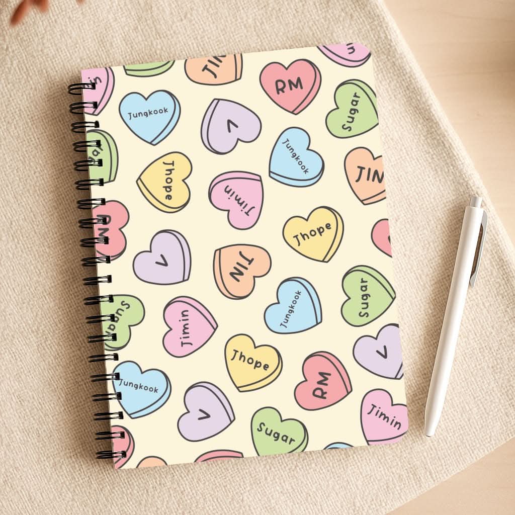 K-Pop Band Members Love Hearts Pattern Notepad