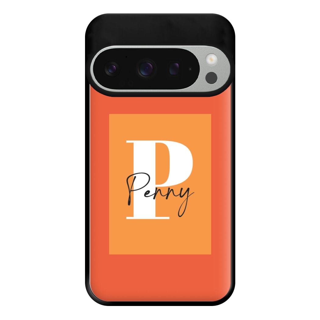 Orange Personalised Name Google Pixel 9 / 9 Pro Case
