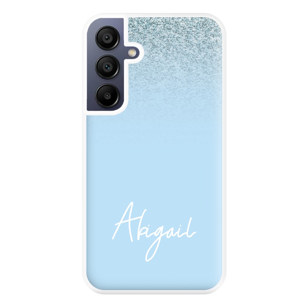 Blue Glitter Personalised Name Galaxy A15 Case