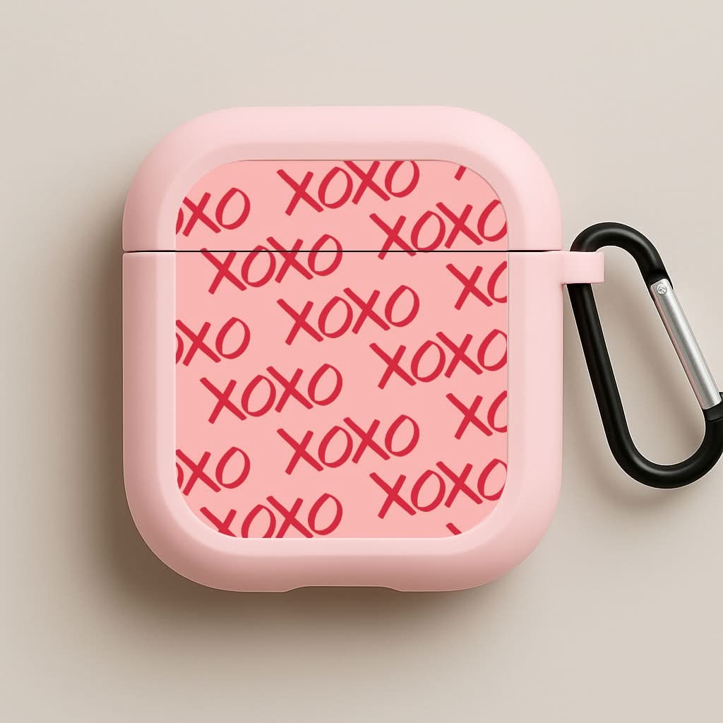 XOXO Pattern Pink AirPods Case