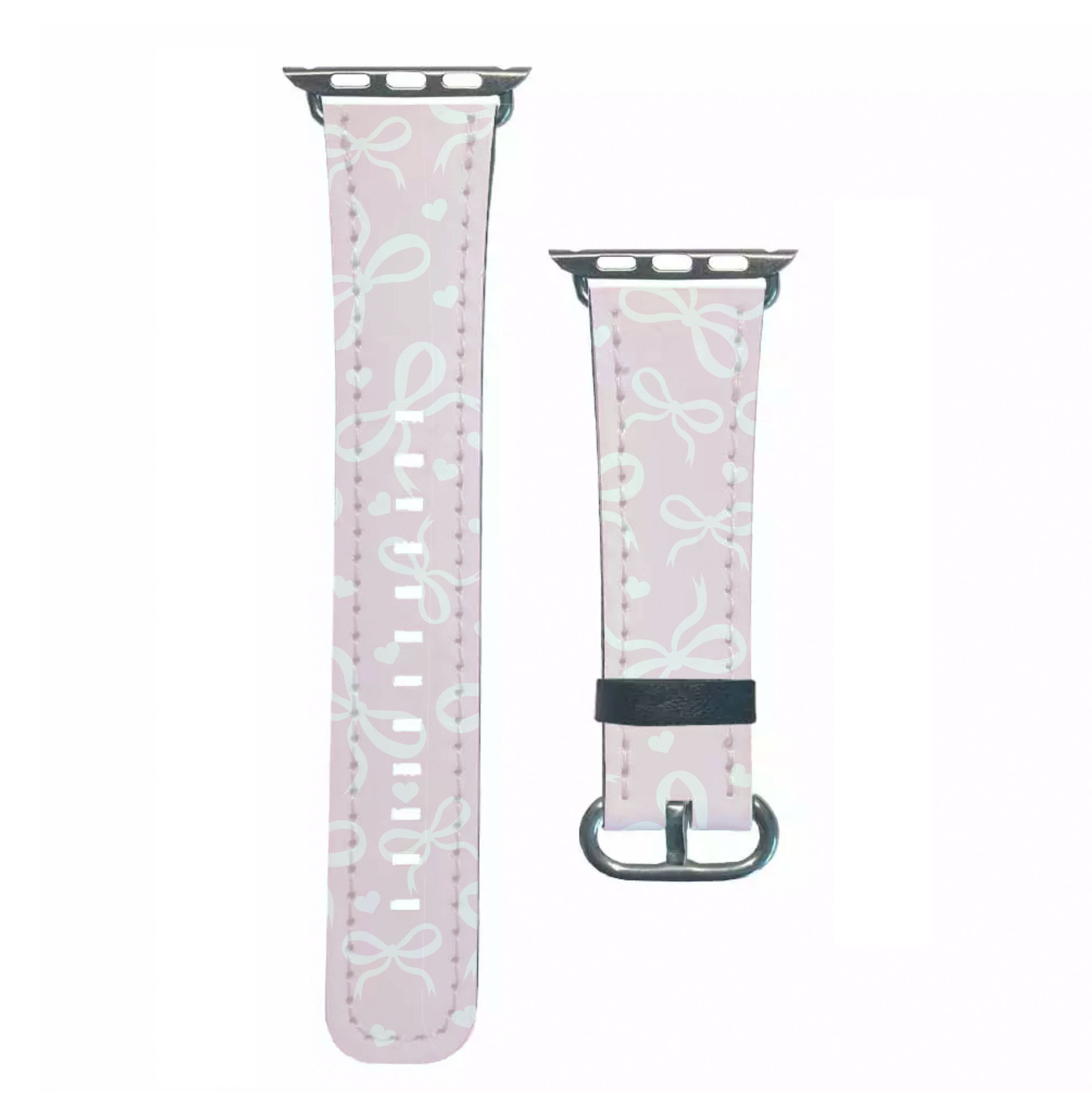 Coquette Bows And Hearts Baby Pink Apple Watch Strap