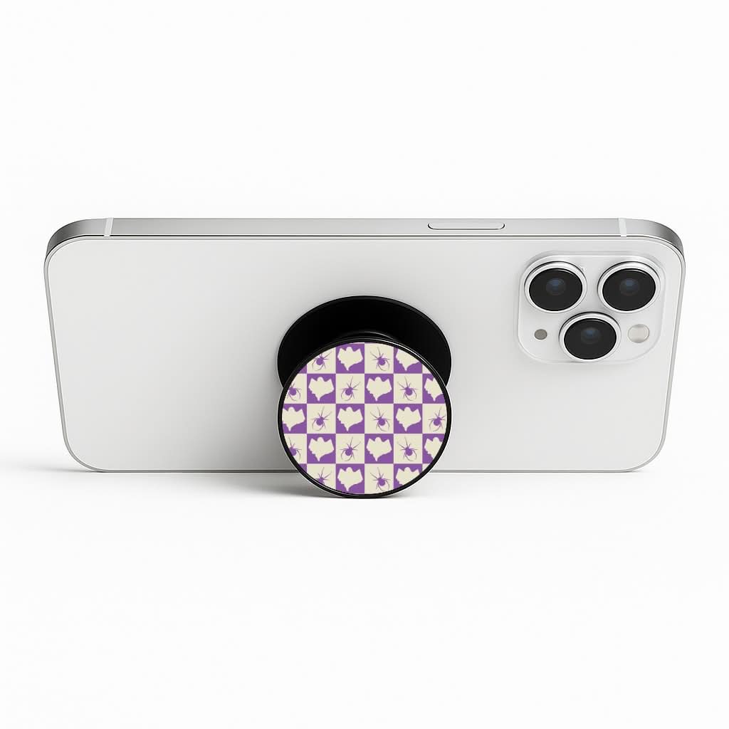 Spiders And Ghosts Checkered Pattern I Phone Stand