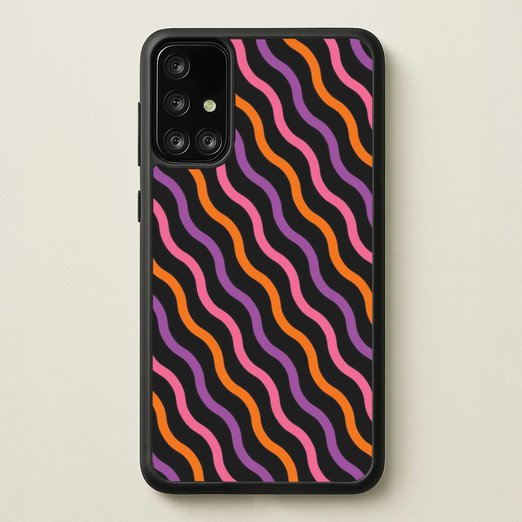 Wavy Abstract Halloween Pattern Galaxy A71 Case