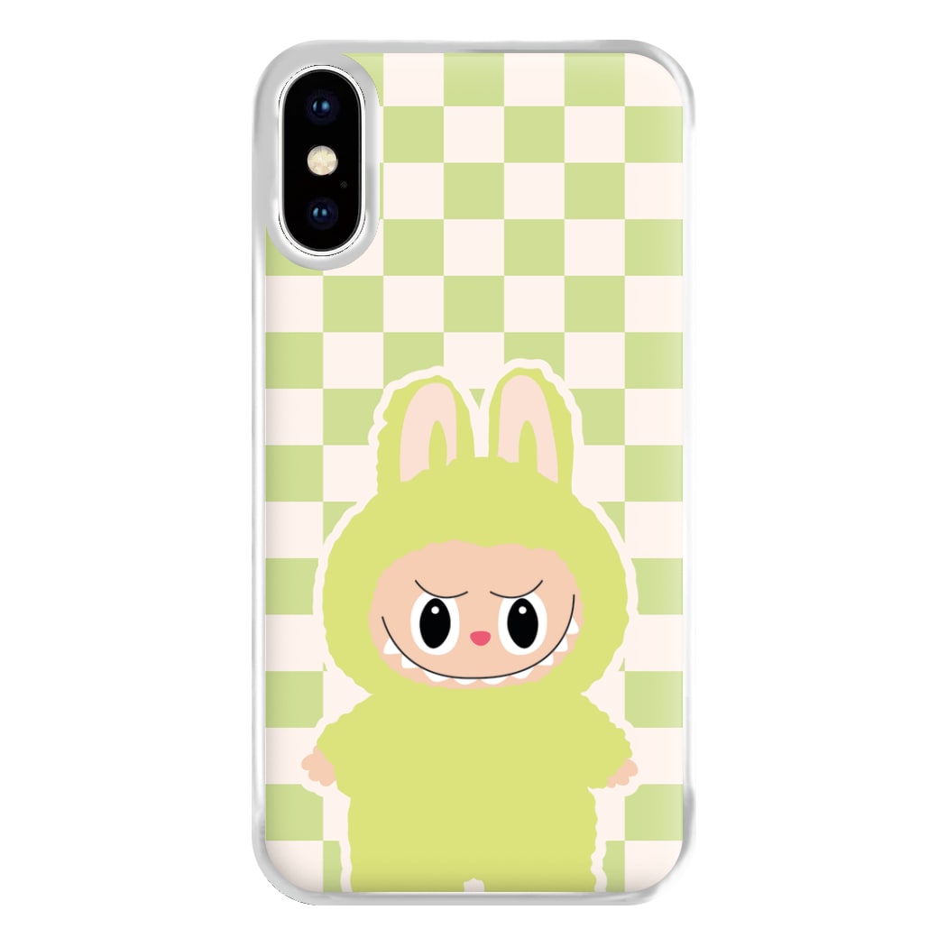 Checkered Cute Green Monster iPhone XS Max Case