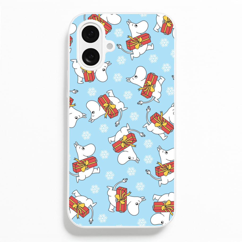 Present And Snowflakes Moom Pattern iPhone 16 Plus Case